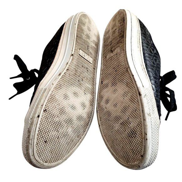 Tommy Hilfiger Womens Black Embossed Sneakers With Red & White Stripe Detailing - Picture 6 of 8